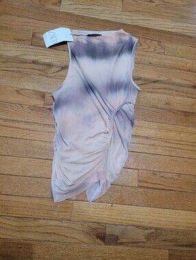 Zara Pastel Pink and Light Gray One-Shoulder Camisole